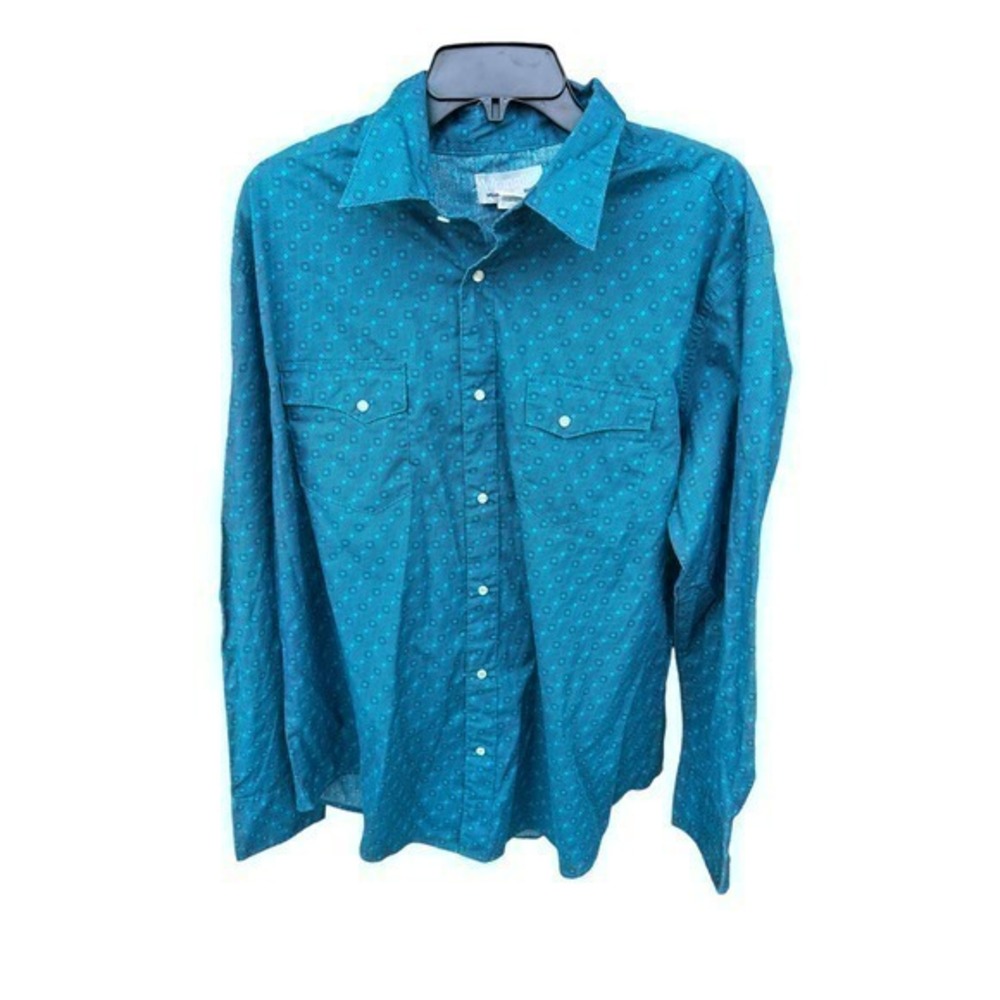 Wrangler Teal Long-Sleeve Snap Western Shirt
